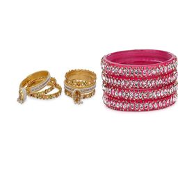 1ST TIME Set Of 6 Gold-Toned Alloy Artificial Stones & Beads Antique Bangles-picture-31