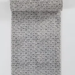 ratan cart TARAN LIVING Charcoal & Cream Coloured Floral Printed Table Runner image 2