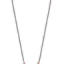 ZINU Rose Gold-Plated Black Beaded White CZ Stone Studded Mangalsutra image 1