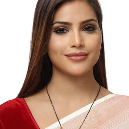 ZINU Rose Gold-Plated Black Beaded White CZ Stone Studded Mangalsutra image 4