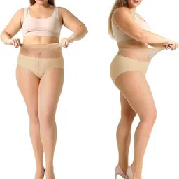 neska moda Women & Girls Premium Plus Size/Over Size Transparent Nylon Grey Panty Hose Stockings (Waist Size: 36 to 46 inches) image 5