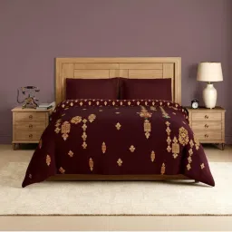 SPACES Jadau 100% Cotton Ornate Print Double Quilt - Dark Red-image-36