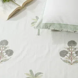Rajasthan Decor Ethnic Printed Cream Colord Pure Cotton King Bed Sheet with 2 Pillow Covers image 2
