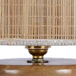 devansh George Beige Bamboo Shade Table Lamp with Natural Wooden Base image 3