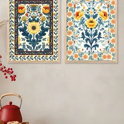 Kotart Brown & Yellow 2 Piece Wood Abstract Wall Paintings image 5