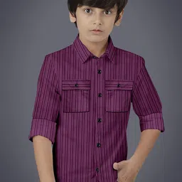BAESD Boys Modern Opaque Striped Casual Shirt-image-38