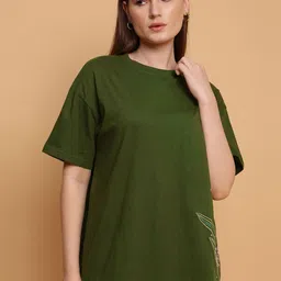 Sands of India Women Typography Extended Sleeves Pockets T-shirt-picture-33