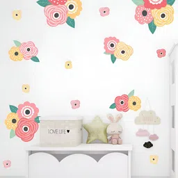 My Kids Wall Green & Pink 25 Pieces Floral Printed UV Printed Wall Sticker-image-74