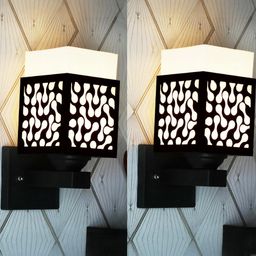 Gojeeva Brown Wood Square Wall Lamps-picture-3