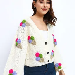 Sugercandy Women Embroidered Printed Woollen Sweater Vest image 3