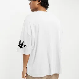 JUMPCUTS Men Typography Printed Drop-Shoulder Sleeves Slim Fit T-shirt image 3