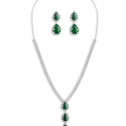 Zaveri Pearls Sliver-Plated Artificial Stones Studded Jewellery Set image 5