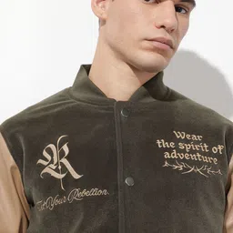 The Roadster Life Co. Typography Embroidered Colourblocked Varsity Jacket image 2