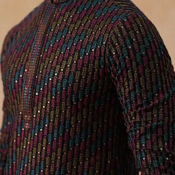 Jompers Men Floral Embroidered Thread Work Kurta image 3