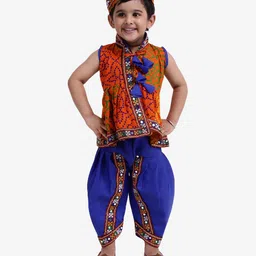 Bownbee Bandhani Print & Embroidered Sleeveless Kedia Set - Orange-picture-21