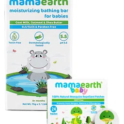 Mamaearth Moisturizing Baby Bathing Soap Bar Pack Of 2 - 75gm & Natural Repellent Mosquito Patches - 24 Pieces-image-5