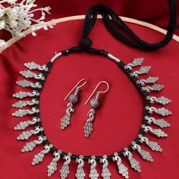 Silvermerc Designs Silver-Plated Qxidised Jewellery Set-picture-33