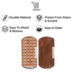 E-Retailer 3Pc Brown Patterned Waterproof Refrigerator & Handle Cover With Oven Top Cover image 2