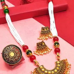 DIVYANSHI COLLECTION Brass Gold- plated Gold Jewellery Set - Pack of 3-picture-19