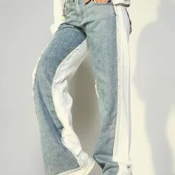 SHOWOFFFF Women Comfort Jogger Mid-Rise Light Fade Acid Wash Stretchable Jeans-image-42