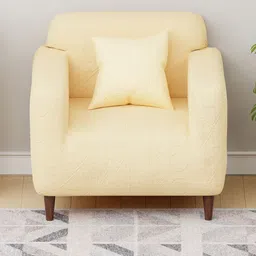 Myntra Elegant Homes Yellow Jacquard 1 Piece Sofa Cover With Arms-picture-34