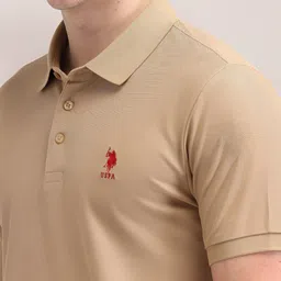 U.S. Polo Assn. Men Solid Polo Collar Cotton Slim Fit T-shirt image 5