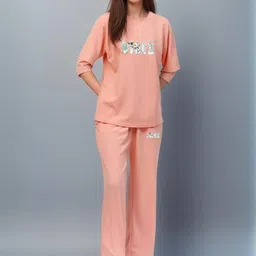 FITIN OUTFIT Typography Printed T-shirt & Pyjama Set-picture-10
