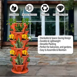 GARDEN'S NEED 5-Pcs Brown Textured Planters image 2