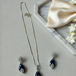 Navya Collection Silver-Plated Stone-Studded And Beaded Enamelled Necklace And Earring-picture-28
