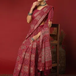 HERE&NOW Ethnic Motifs Poly Georgette Handloom Saree image 4