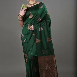 VASTRAAVEDAA Woven Design Art Silk Banarasi Zari Saree-picture-39