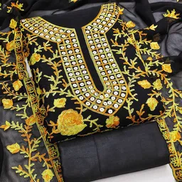 SAINOOR Floral Sequinned Embroidered Silk Georgette Unstitched Dress Material-picture-39