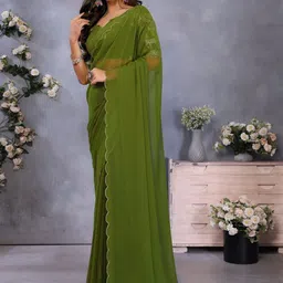 KALINI Embroidered Saree With Embroidery Work Blouse Piece image 4