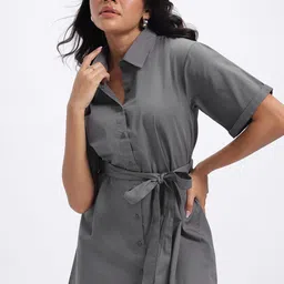glitchez Effortless-N-Cool Pure Cotton Mini Shirt Dress with Belt-picture-18