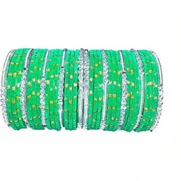 Adiba Fashion Factory Green Glass Artificial Stones & Beads Bangle-picture-41