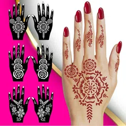 VOORKOMS Pack Of 2 Mehndi Stencil Stickers for Henna Beauty-picture-16