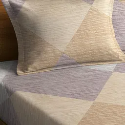 WEAVE AND DECOR Cream Printed 300 TC Pure Cotton Queen Bedsheet Set - 2.2 m x 2.2 m image 3