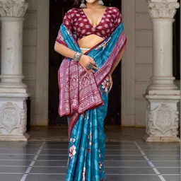 TIRA Floral Silk Blend Designer Saree image 3