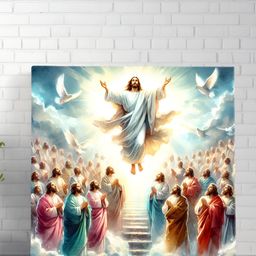 Myntra Elegant Homes White & Blue Jesus Christ Printed Canvas Wall Art-picture-11