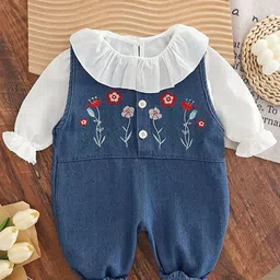 StyleCast x Revolte Infant Girls Cotton Embroidered Straight Leg Dungarees With T-shirt-image-86
