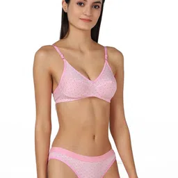 samvar Women Pink Cotton Bra Panty Set for Lingerie Set Undergarments Pack of 1-picture-10
