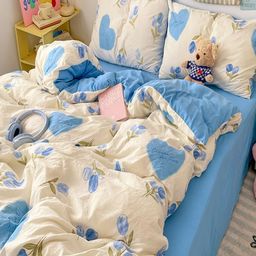 JC HOME Blue & White Floral Polycotton 3 Piece Single Regular Bedding Set-picture-31