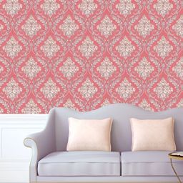 INDIAN ROYALS Pink & White Damask Printed Self-Adhesive Wall Sticker-picture-44