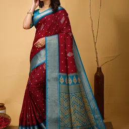 SHOPLANCE Ethnic Motifs Zari Saree image 4