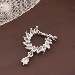 GC PREMIUM JEWELLERY Silver-Plated Cubic Zirconia Studded Ring Nosepin-image-58