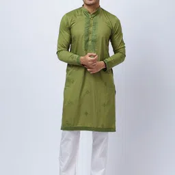 Aesthelia Men Ethnic Motifs Embroidered Regular Mirror Work Kurta with Pyjamas-picture-17
