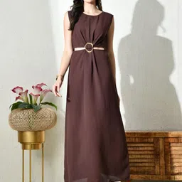 Ikonic klaer Colourblocked Crepe Fit & Flare Midi Dress image 3