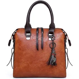 KPOP Women Solid Structured Handheld Bag with Pouch image 5