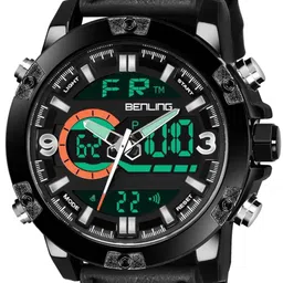 BENLING Men Solid Dial & Leather Wrap Around Straps Analogue and Digital Watch image 2