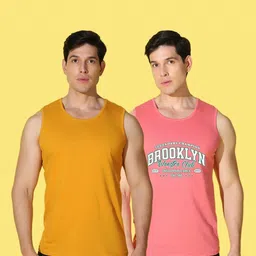 WOOSTRO Men Pack of 2 Typography Printed Round Neck Cotton Slim Fit Sports T-shirts image 4